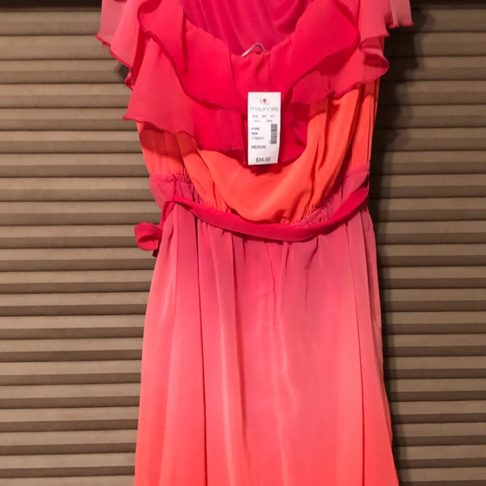 Coral/Pink/orange dress.
